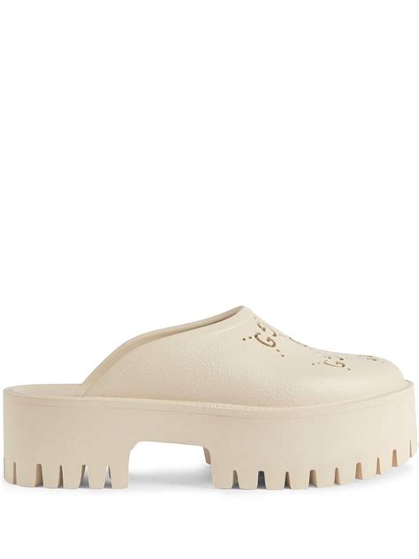 gucci platform clog|Gucci perforated platform mules.